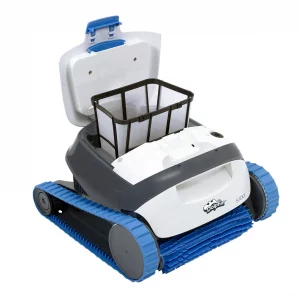 Mytronics Poolroboter DOLPHIN-S100 mit geöffneten deckel für schmutzfangbehälter